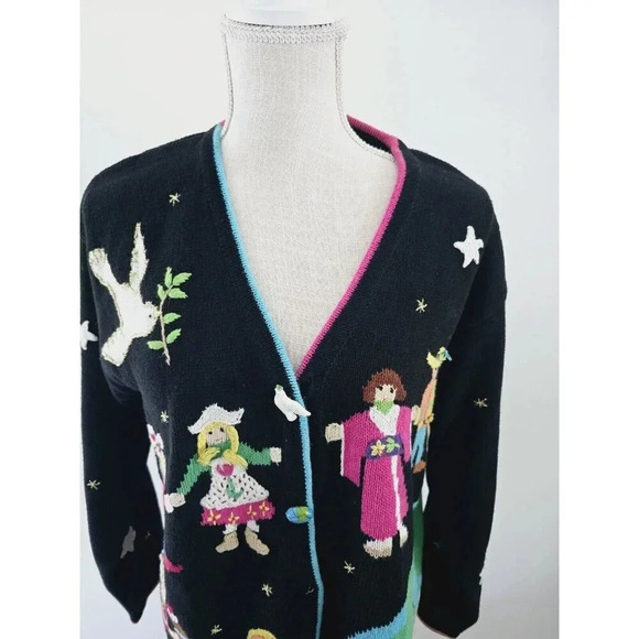 Storybook Knits Kids Children Around The World Peace On Earth Cardigan Sweater M - Picture 2 of 11